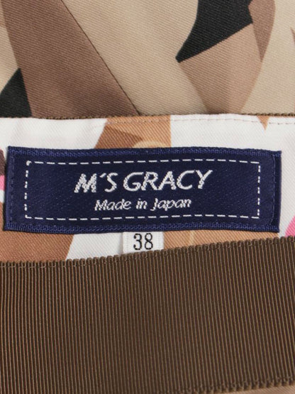 エムズグレイシー ロマンティックプリントドレス 011344 ワンピース 38 ブラウン IT8MTZCYIRI6