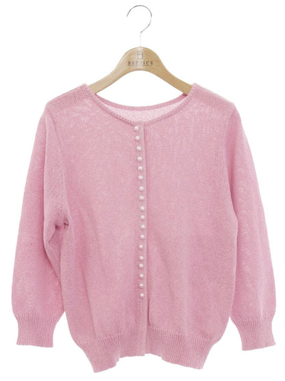 エムズグレイシー 018317 カーディガン 40 ピンク パール 7分丈 IT1AU2Y92G5K