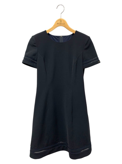 フォクシーニューヨーク クールロワイヤル 29066 ワンピース 42 ネイビー メッシュ  バックジップ Aライン クルーネック ITJYZ4FQZ5NO