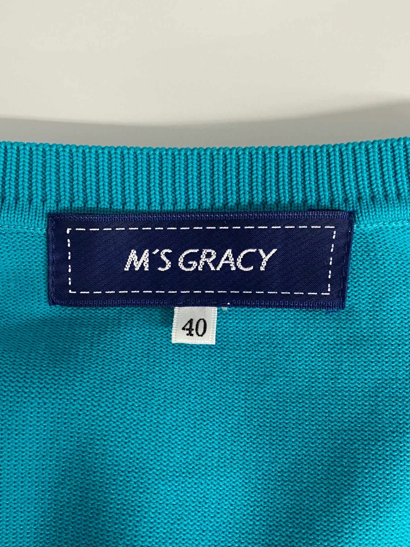 エムズグレイシー Turquoise Blue Cardigan 018110 カーディガン 40 グリーン パールボタン ITRU4NC81O2G