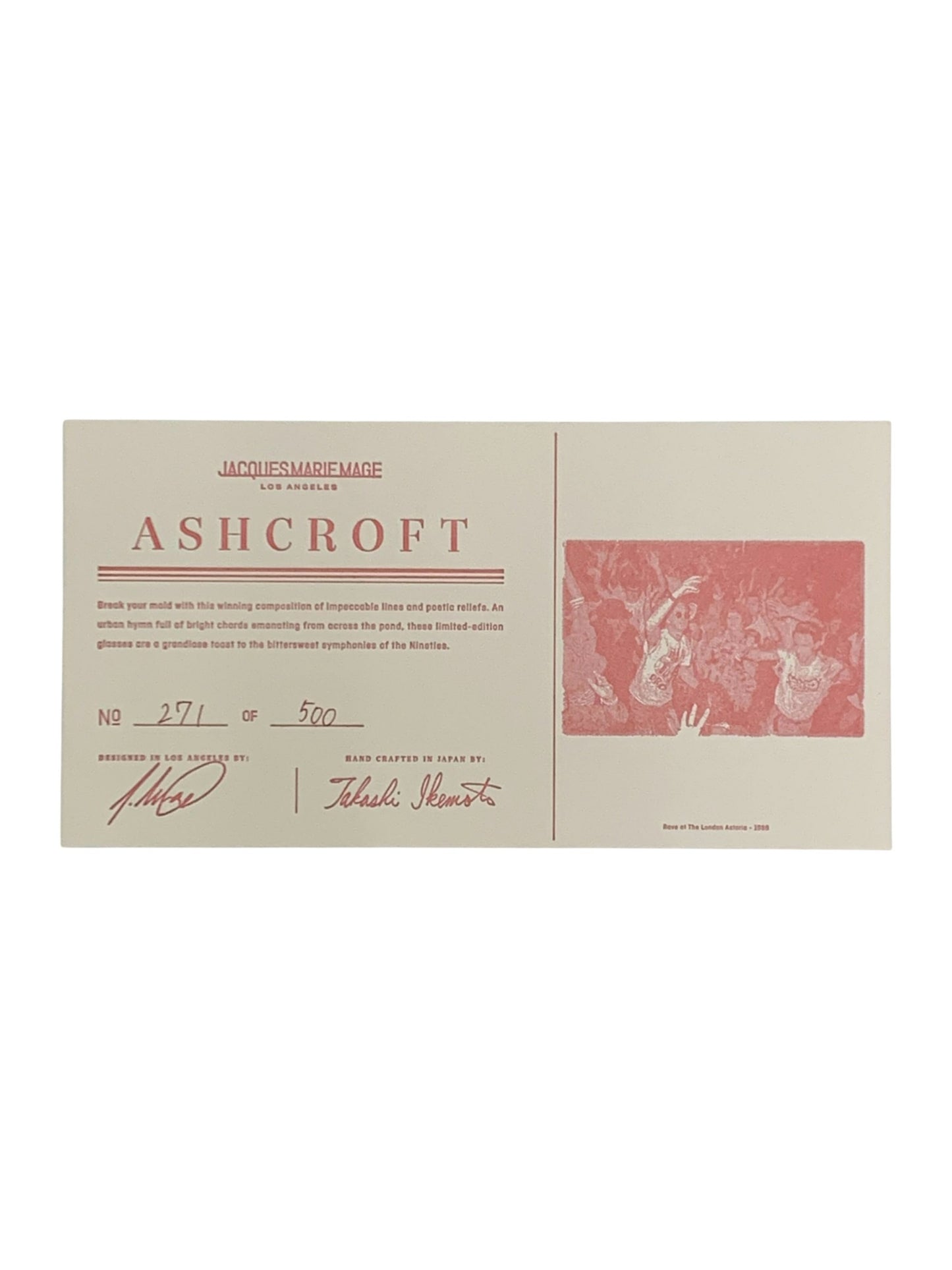 ジャックマリーマージュ ASHCROFT JMMAF9A メガネ セルフレーム フルリム スクエアシェイプ ITDK66NTYCUH