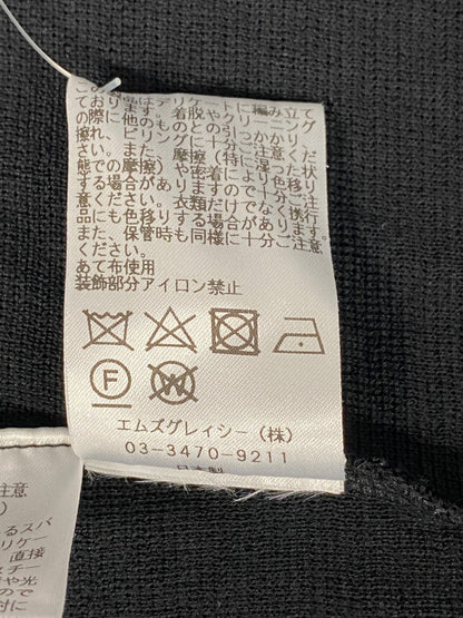 エムズグレイシー 218609 ニット 40 ブラック スパンコールリボン フラワーモチーフ ITMF6R40K28L