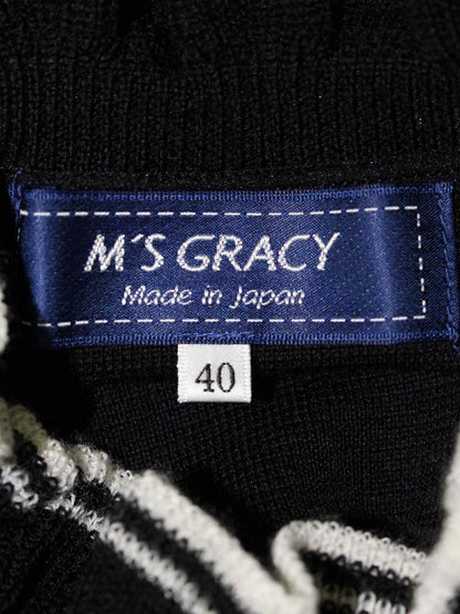 エムズグレイシー 配色フリルニット 218526 40 ブラック ITI4QMNJHCMW