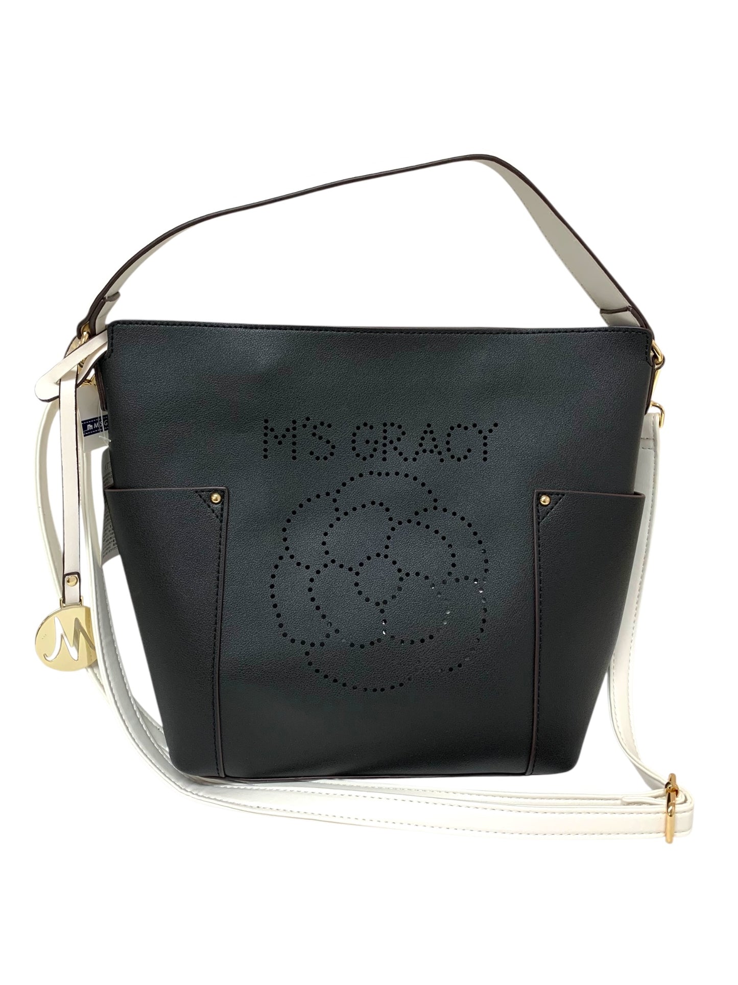 エムズグレイシー パンチング 994503 トートバッグ ブラック カメリア柄 ITZJJDNIRA61