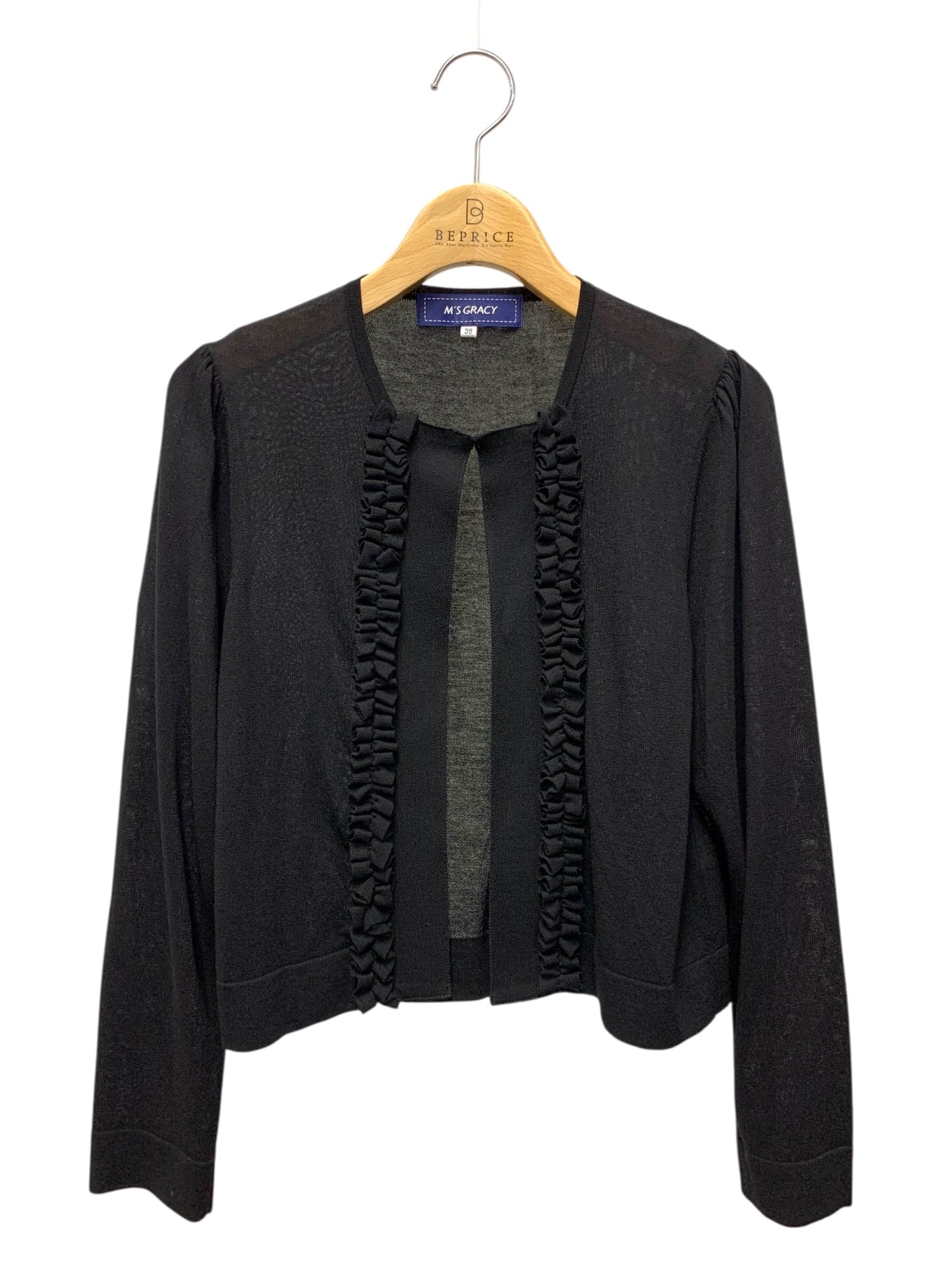 エムズグレイシー未使用黒リボン付ジップアップカーディガン 38サイズ エムズグレイシー カーディガン通販 | 中古ブランド古着 | ビープライス