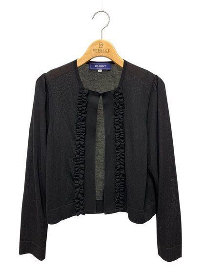 エムズグレイシー チュールフリル付きカーディガン 518117 カーディガン 38 ブラック ITMFDDOZ7M48