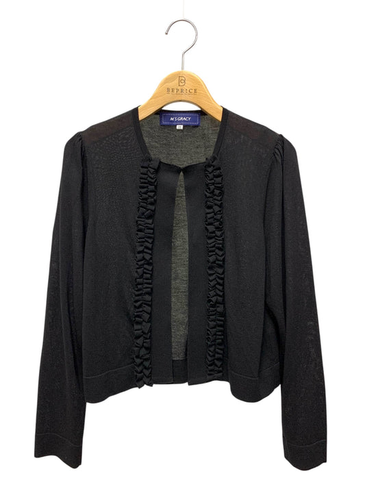 エムズグレイシー チュールフリル付きカーディガン 518117 カーディガン 38 ブラック ITMFDDOZ7M48