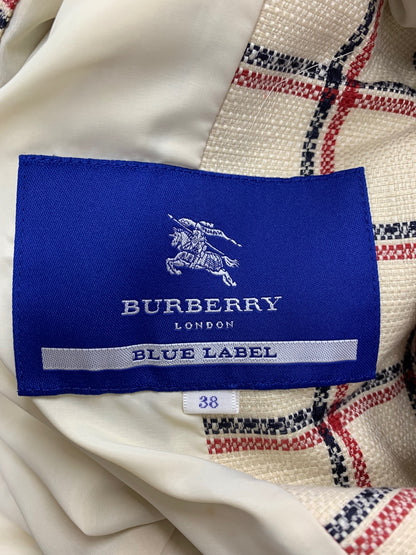 バーバリーブルーレーベル E1A22-544-03 コート 38 アイボリー チェック コットン IT3CLFX1WKK8