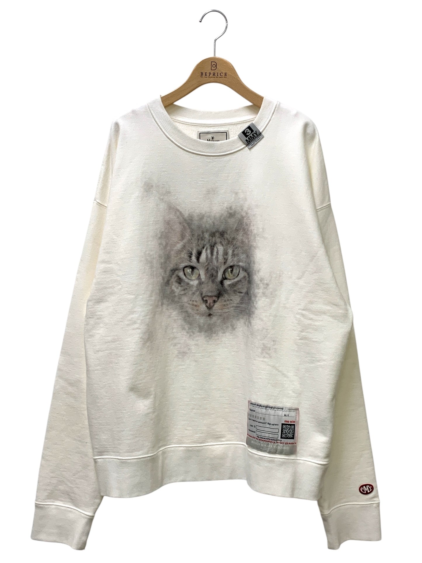 ミハラヤスヒロ Cat Printed Sweatshirt A13PO662  スウェットシャツ 46 ホワイト ワイドシルエット ドロップショルダー ITWRR8DTV4FW