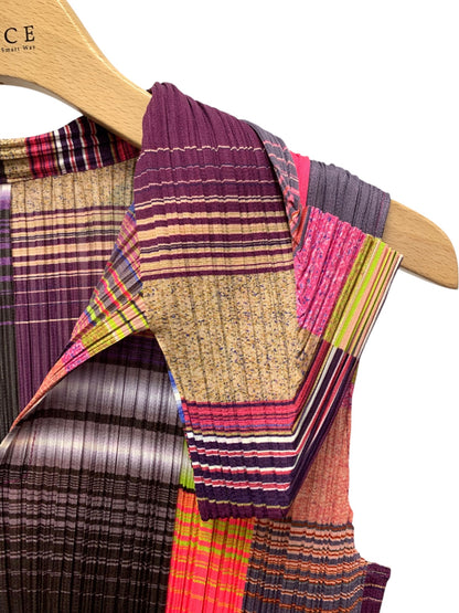 プリーツプリーズイッセイミヤケ PP01-JT316 チュニック 4 マルチカラー 襟付き ITQD8PDR6J9G