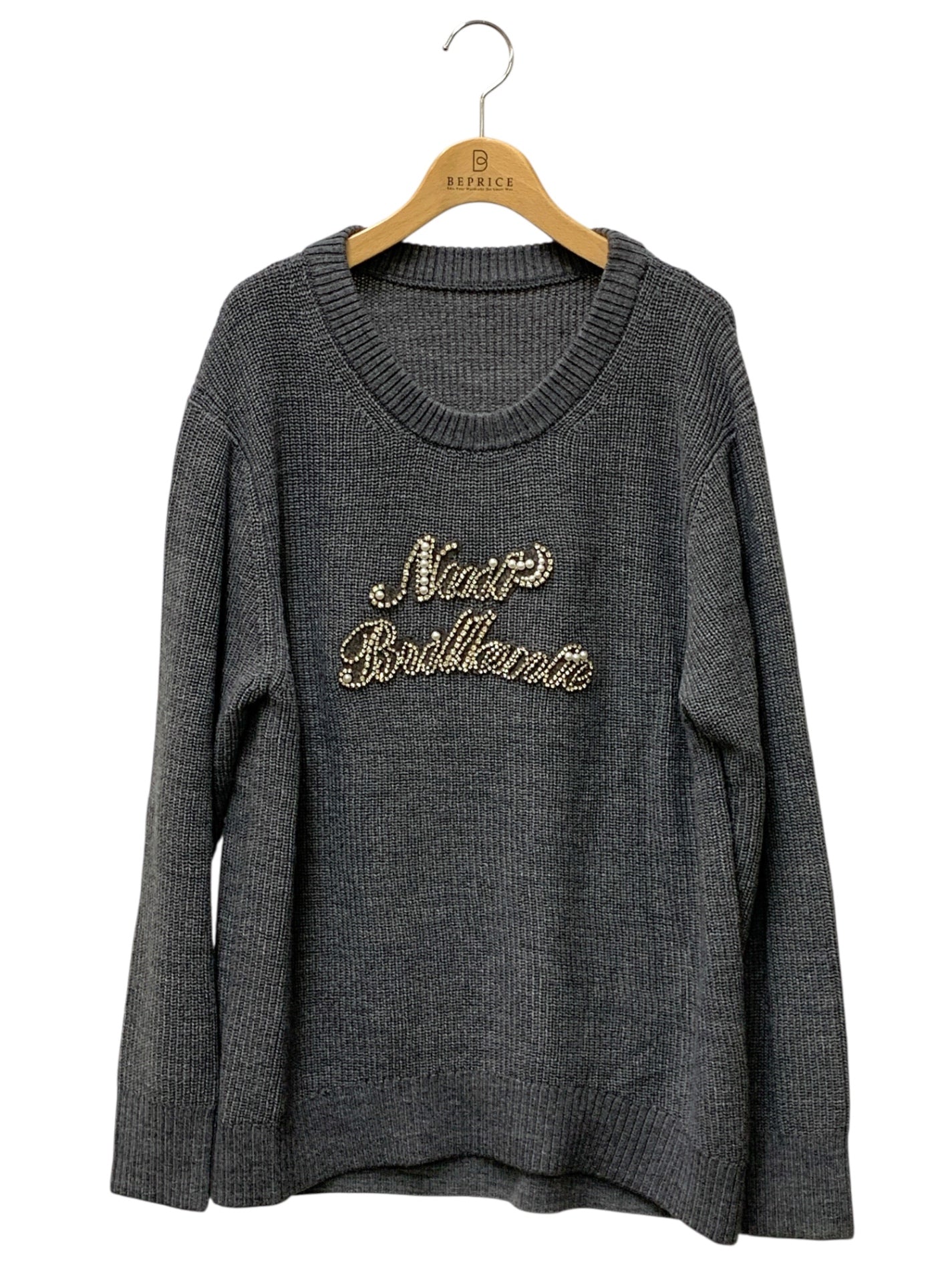 グレースクラス ビジューロゴニットトップ 0025443021 セーター 36 グレー ITGZL9KZP4LK