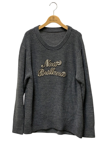 グレースクラス ビジューロゴニットトップ 0025443021 セーター 36 グレー ITGZL9KZP4LK