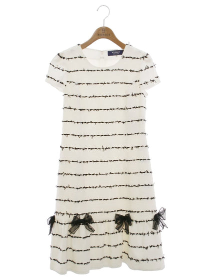 エムズグレイシー 011101 ワンピース 36 ホワイト リボン ボーダー IT362SS4MVBK 【SALE】