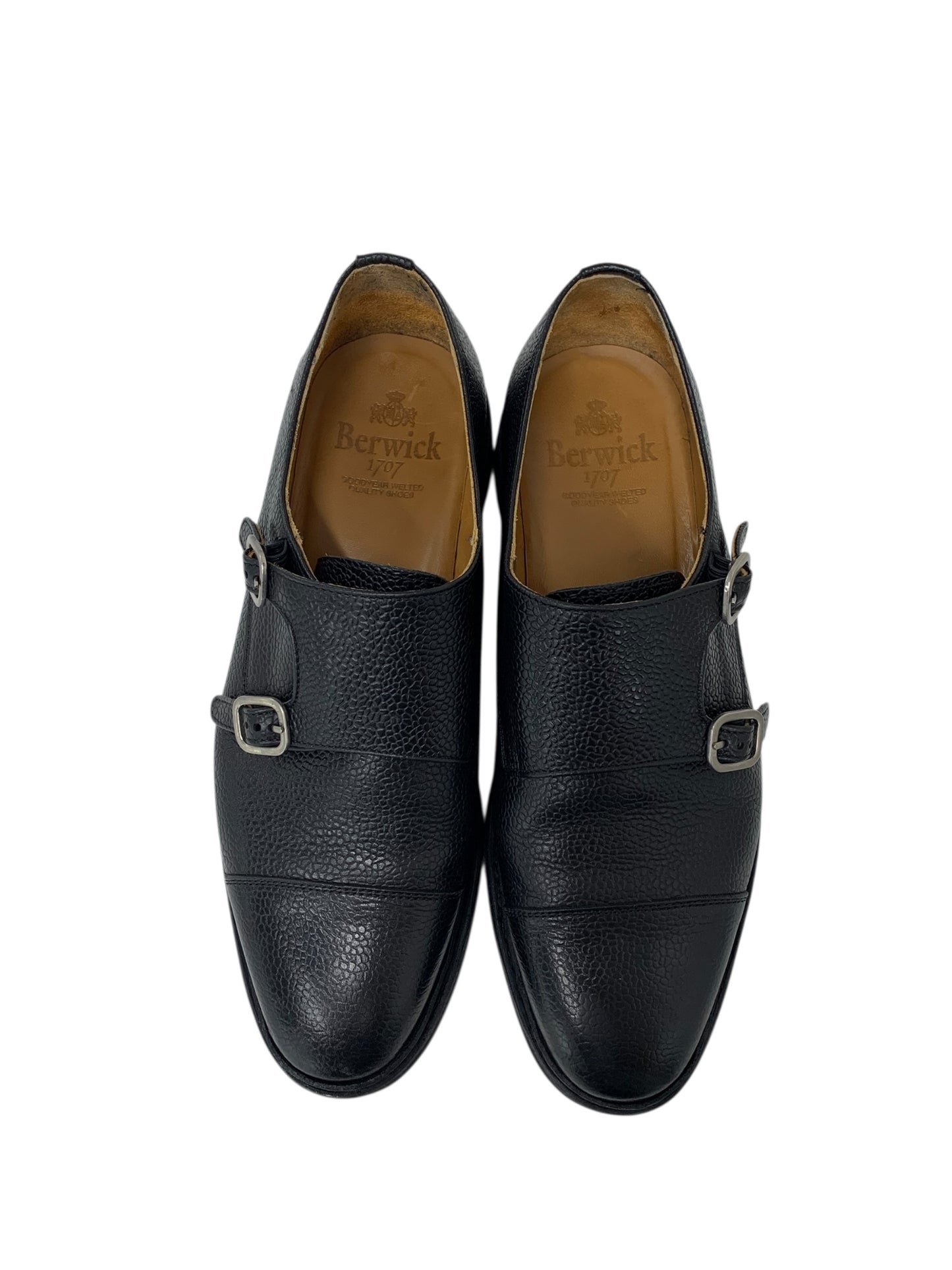 バーウィック1707 3069 ローファー 7 ブラック ダブルモンクストラップ ITE39PFHE2ZG