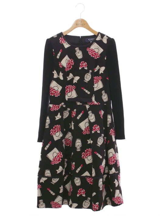 エムズグレイシー 911565 ワンピース 38 ブラック バッグ リップモチーフ 切替 IT3IMLDD16LZ