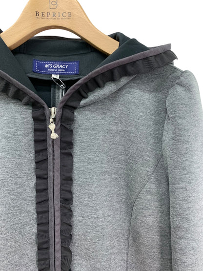 エムズグレイシー 111524 コート 42 グレー フード フリル ITRPH87QPVVA