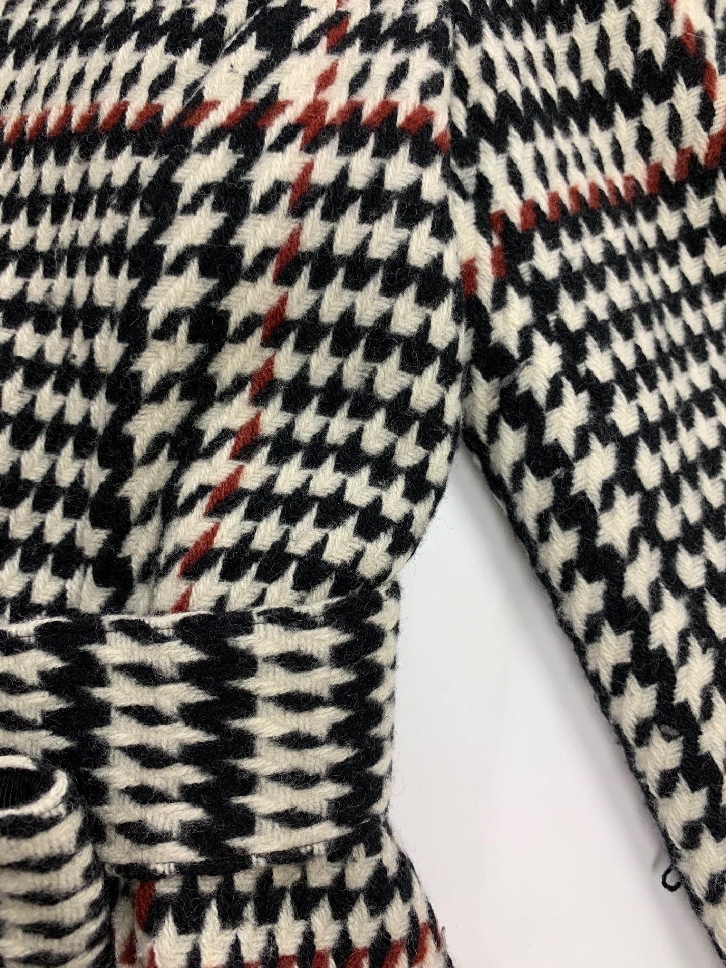 エムズグレイシー 729530 コート 38 ブラック ウール混 千鳥格子柄 レッキスファー カメリアWジップ IT6D8DKI5X2C