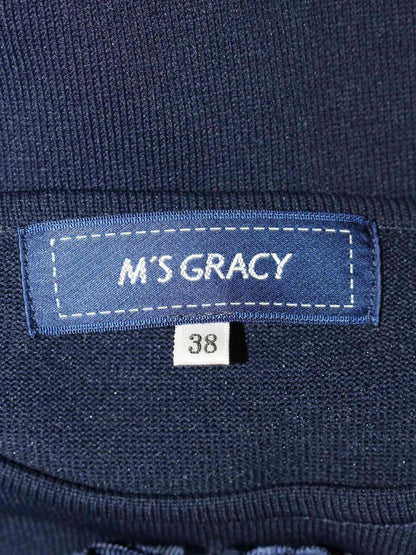 エムズグレイシー 218510 ニット セーター 38 ネイビー リボン ITRSO6SNIHZA