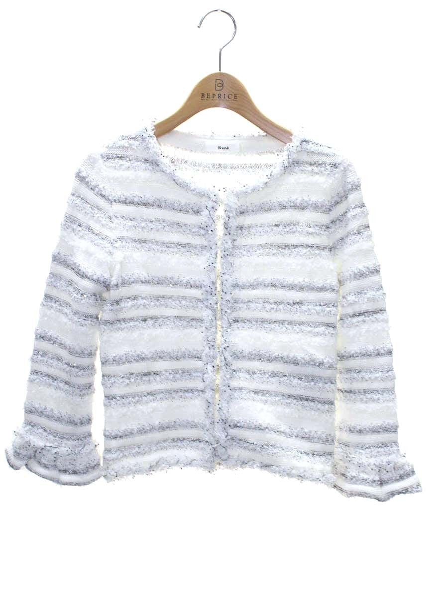 ルネ 6112530 ニットジャケット 36 ホワイト スパンコール ITZILWGT4JW0