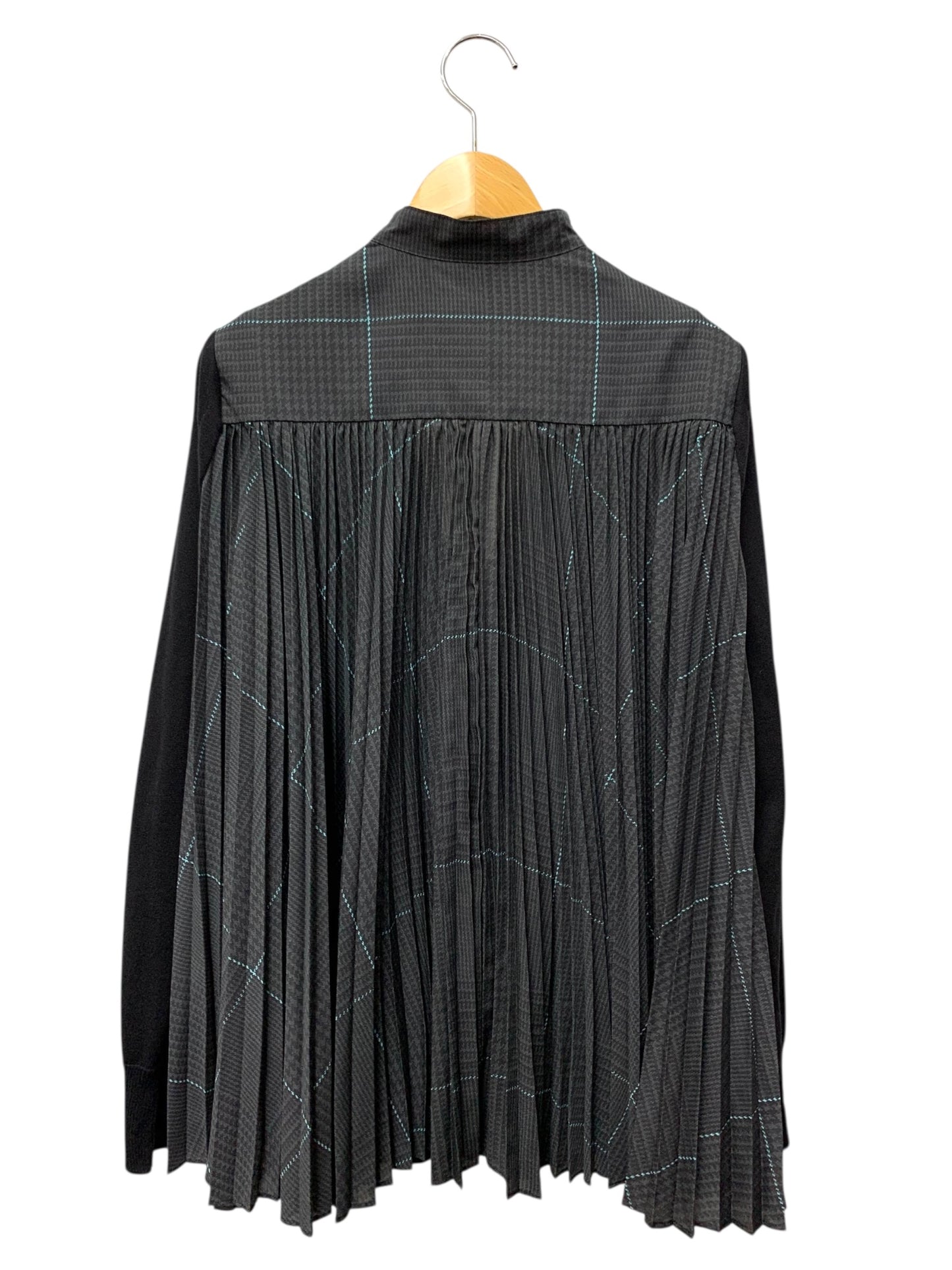 サカイ 21-05450 カーディガン 2 ブラック プリーツ チェック柄 ITTPEFLCO7ES