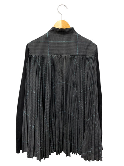 サカイ 21-05450 カーディガン 2 ブラック プリーツ チェック柄 ITTPEFLCO7ES