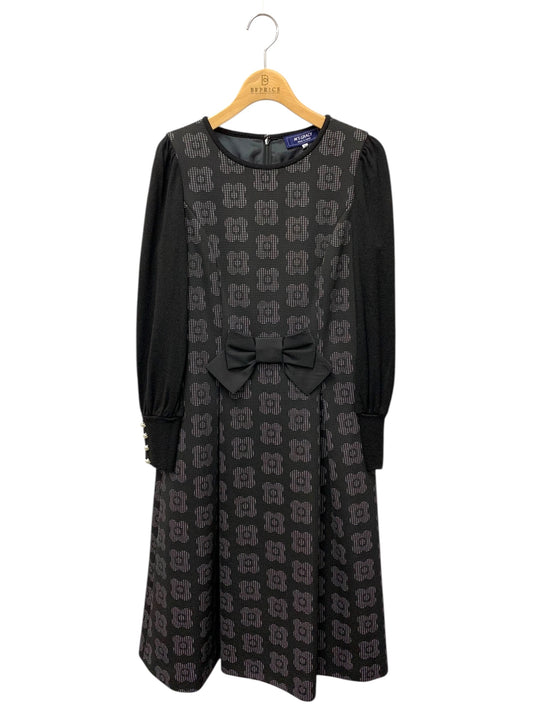 エムズグレイシー 211604 ワンピース 40 ブラック フラワーモチーフ ウール IT8HCFZRRV5W