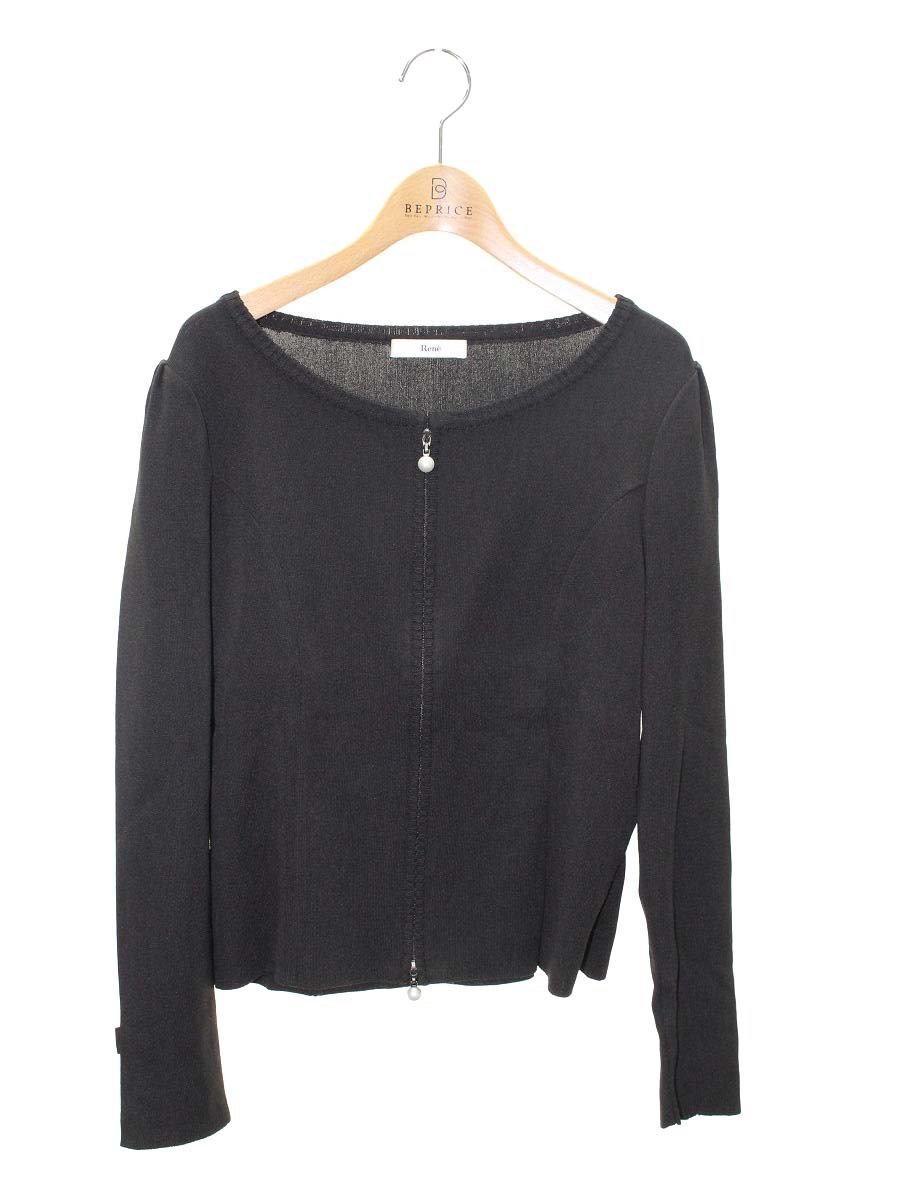 ルネ 6632860 カーディガン 38 ブラウン ビジュー リボン IT492RJWEYNO