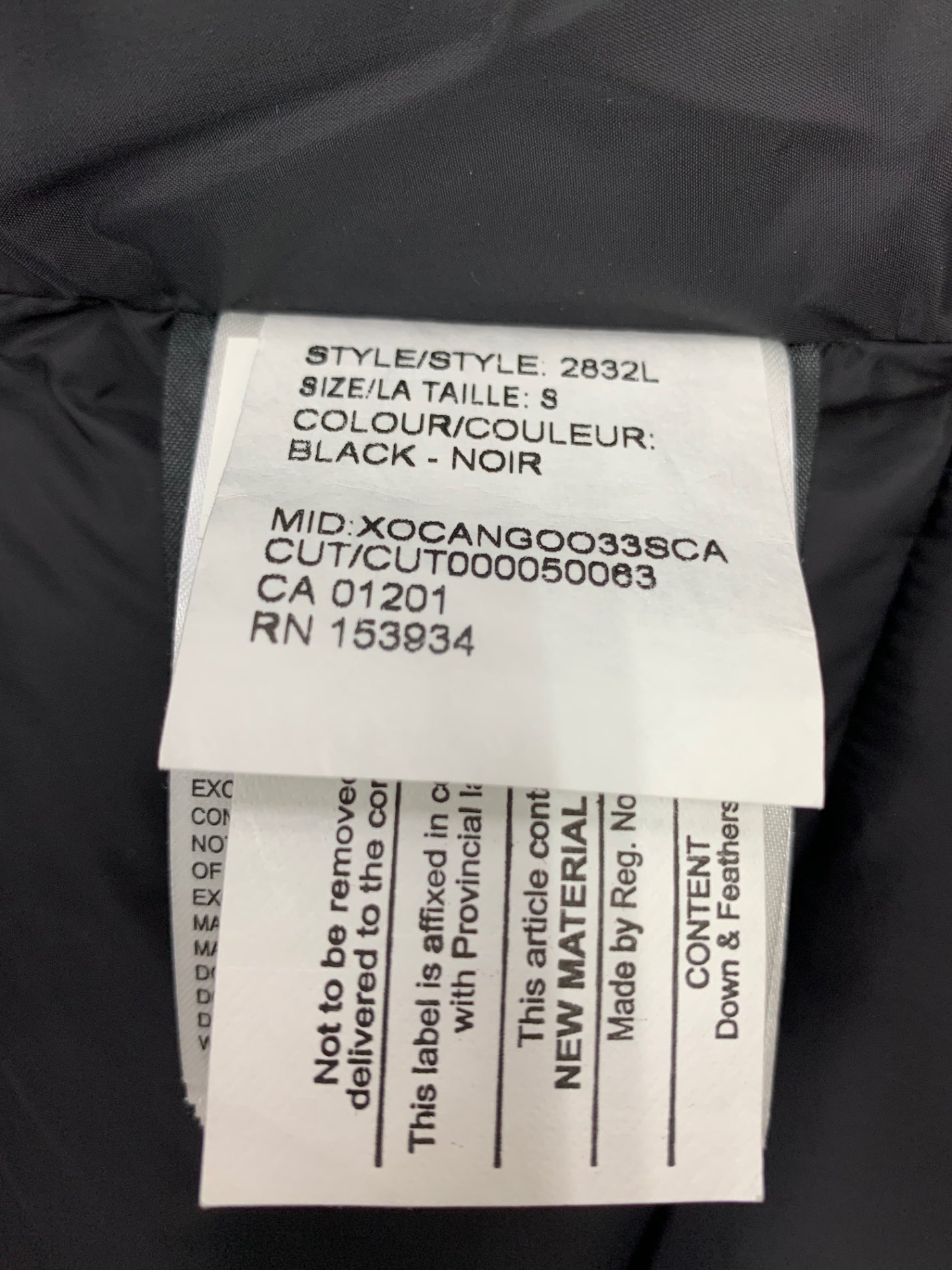 カナダグース FREESTYLE VEST 2832L ダウンベスト S ブラック IT1F7ZBYWUYM