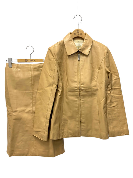 ハロッズ 10110009 セットアップ ブラウン 牛革 レザー ジャケット スカート ITT7M2KG2LH2