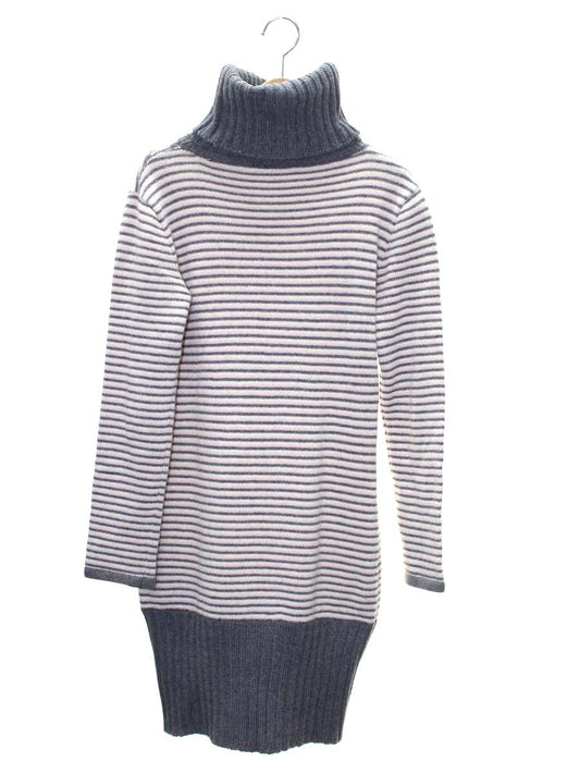 ルネ ニットワンピース 36 グレー ボーダー タートルネック カシミヤ ITEV9PD3ARMY