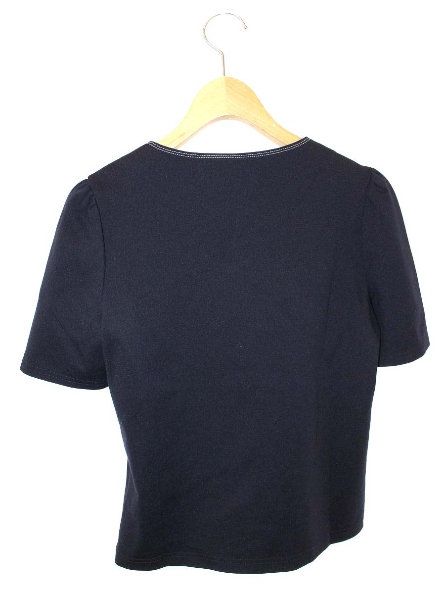 エムズグレイシー 915312 Tシャツ カットソー 38 ネイビー 胸リボン ステッチ IT26P7Y26Q50