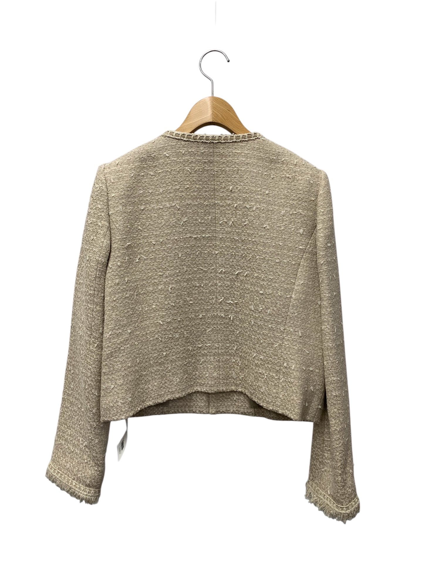 フォクシーブティック Jacket Tweed Noble 42090 ノーカラージャケット 42 ベージュ ITARP1SDSYB5