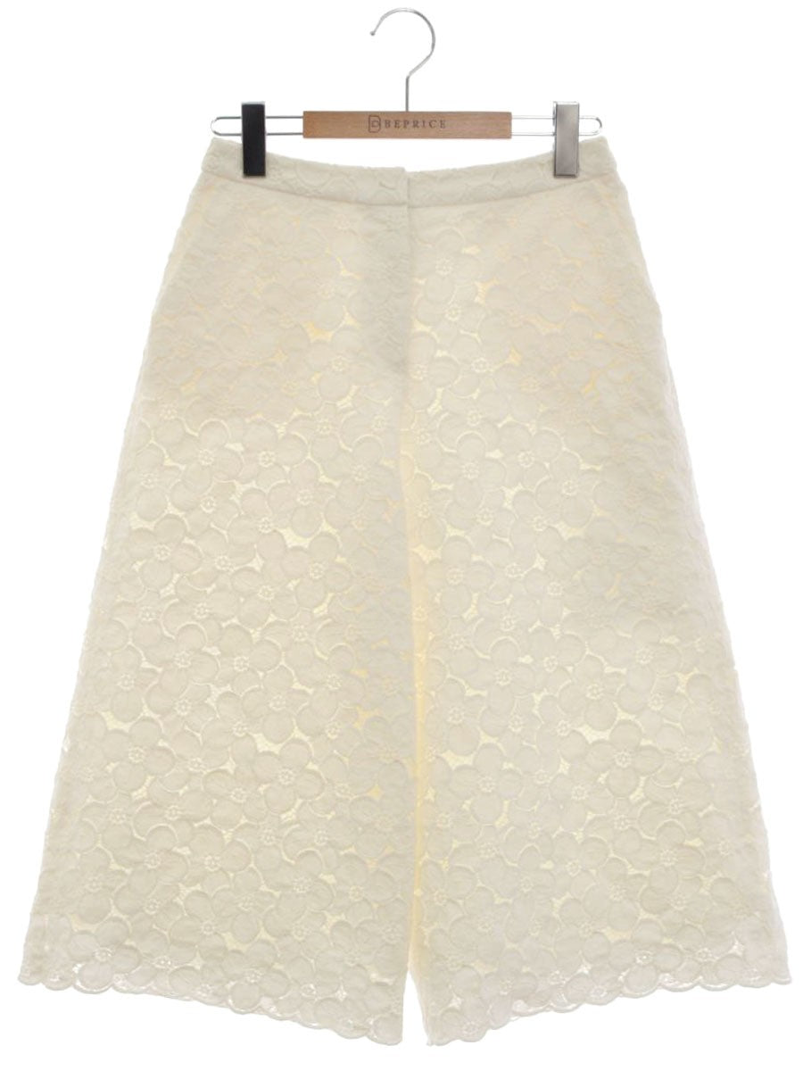 トゥービーシック W5R53-341-40 パンツ 38 ホワイト クロップド レース フラワーモチーフ IT1W41DJMFHG