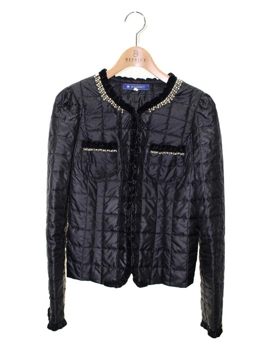 エムズグレイシー 024518 ジャケット 38 ブラック ナイロン パール ITT9OG6XWHR4