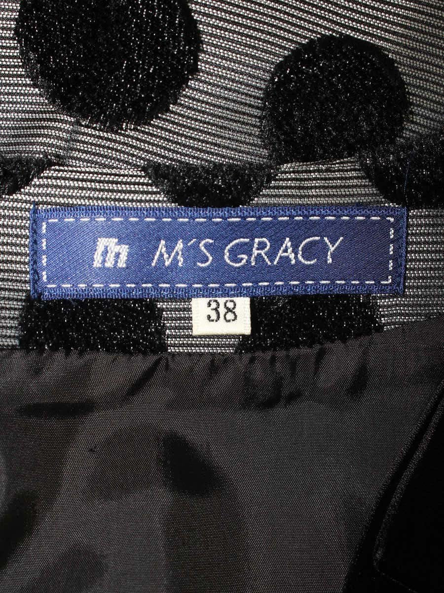 エムズグレイシー 921565 ワンピース 38 グレー ドット 水玉 IT7O4XFWUHRV