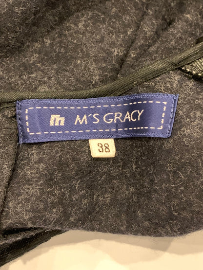 エムズグレイシー 425702 シャツ ブラウス 38 ブラック ドット柄 切替 バックジップ IT94NK6B108G