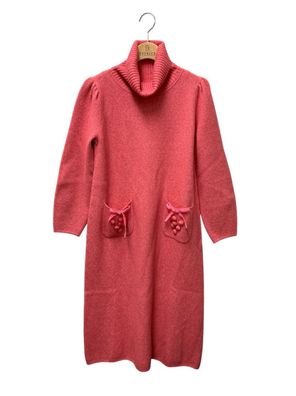 エムズグレイシー 318619 ワンピース 38 ピンク リボン ハイネック ウール ニット IT0T5JRJLXCN