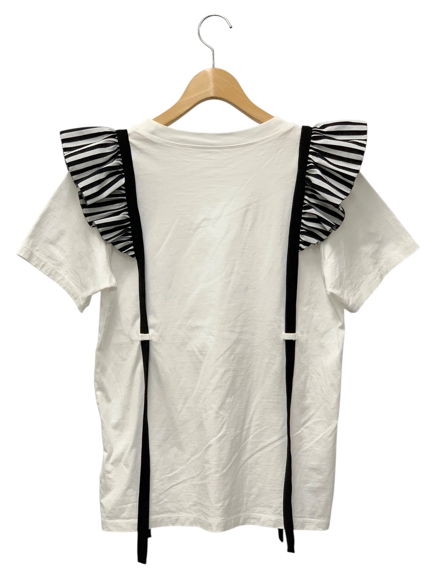 ボーダーズアットバルコニー SUSPENDER TEE カットソー 36 ホワイト フリル ITXVEOTB4FCE