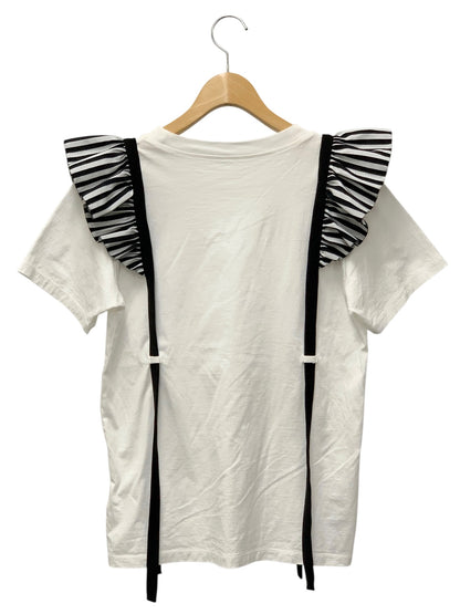 ボーダーズアットバルコニー SUSPENDER TEE カットソー 36 ホワイト フリル ITXVEOTB4FCE