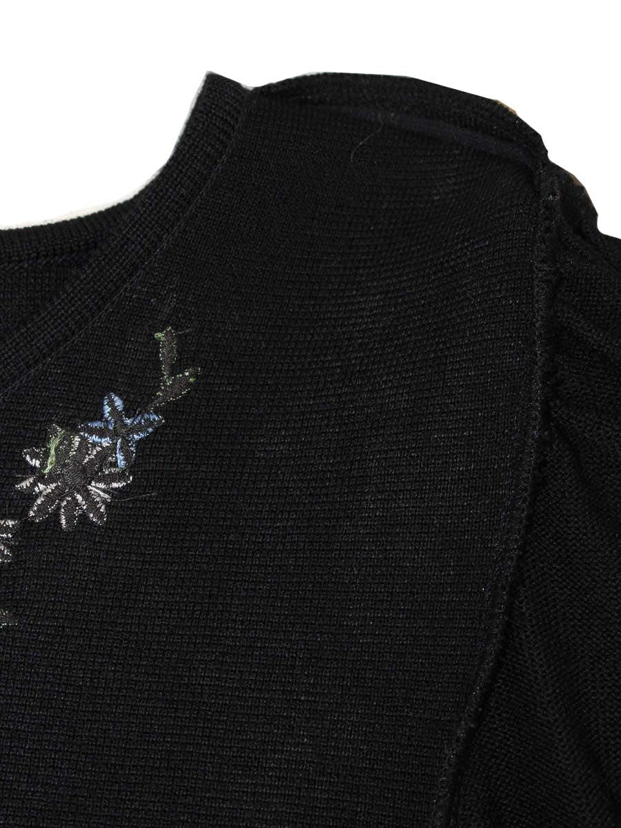エムズグレイシー 728517 ニット セーター 38 ブラック 刺繍 リボン IT7HGLFKZIFN
