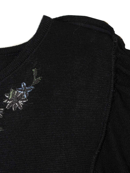 エムズグレイシー 728517 ニット セーター 38 ブラック 刺繍 リボン IT7HGLFKZIFN