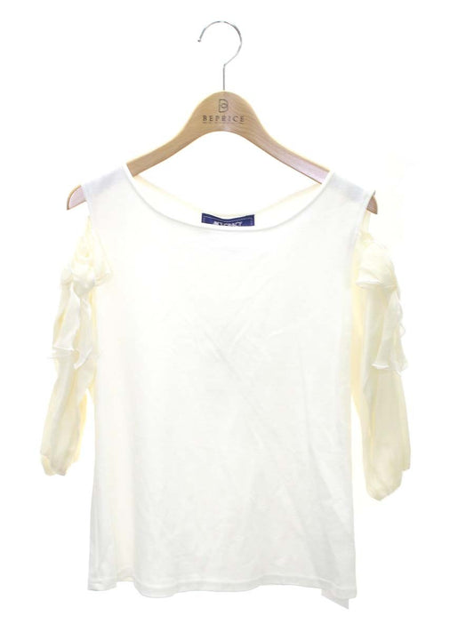 エムズグレイシー 0013 カットソー 38 ホワイト 異素材 オフショルダー リボン ITAULX33K1KW 【SALE】