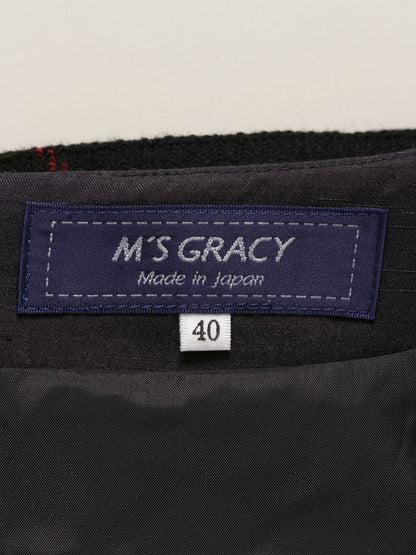 エムズグレイシー 311615 ワンピース 40 ブラック チェック ウール混 ITPYWS1C7ZJ4