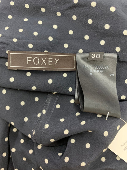 フォクシーブティック ヴェロニク ブラウス 42689 シャツ 38 ネイビー 水玉 ドット ITSBX70U7IRS