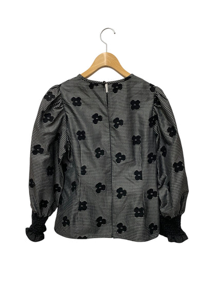 エムズグレイシー ギンガムチェックxお花柄ブラウス 310505 38 ブラック ITRZKMANLMCK 【SALE】