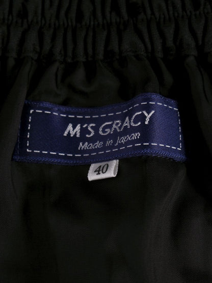 エムズグレイシー 017124 スカート 40 ブラック チュール ドット リボン レイヤード ITLD5R0PLSVS