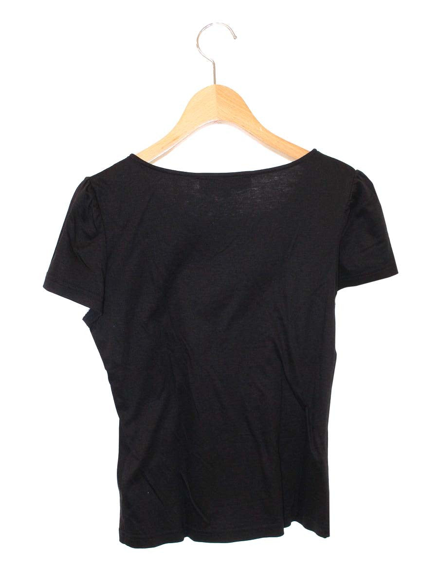 エムズグレイシー 525304 Tシャツ カットソー 38 ブラック フラワーモチーフ リボン ITZVESN1OLNG