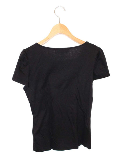 エムズグレイシー 525304 Tシャツ カットソー 38 ブラック フラワーモチーフ リボン ITZVESN1OLNG