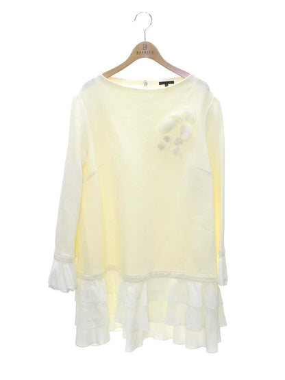 トゥービーシック W7P14-693-02 ニットチュニック 46 アイボリー 素材切替 フラワー刺繍 ITNN2OGKRSZA