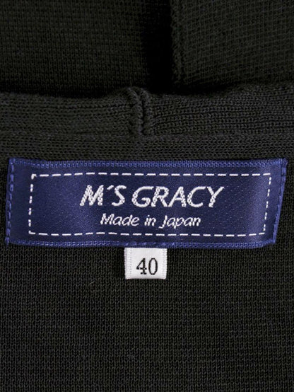 エムズグレイシー 318323 ニットジャケット 40 ブラック バラモチーフボタン ステンカラー ITC8TTDHJWUO